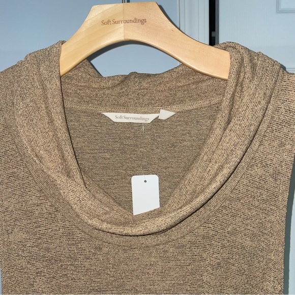 Soft Surroundings Tan Kerry Knit Dress Cowl Neck Sleeveless Size S NWT! - Picture 6 of 13